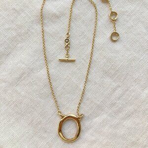 Vintage Monet Gold Tone Chain Necklace w/ Oval Pendant & Extender